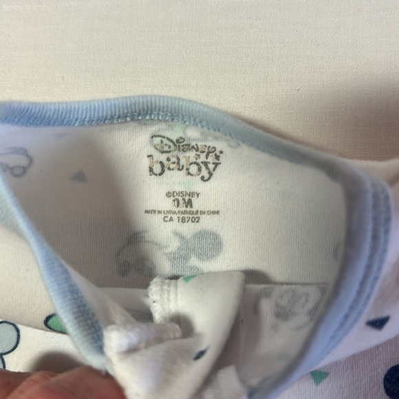 Disney Baby - Newborn Blue and White Mickey Mouse Footie Sleeper - Picture 3 of 3